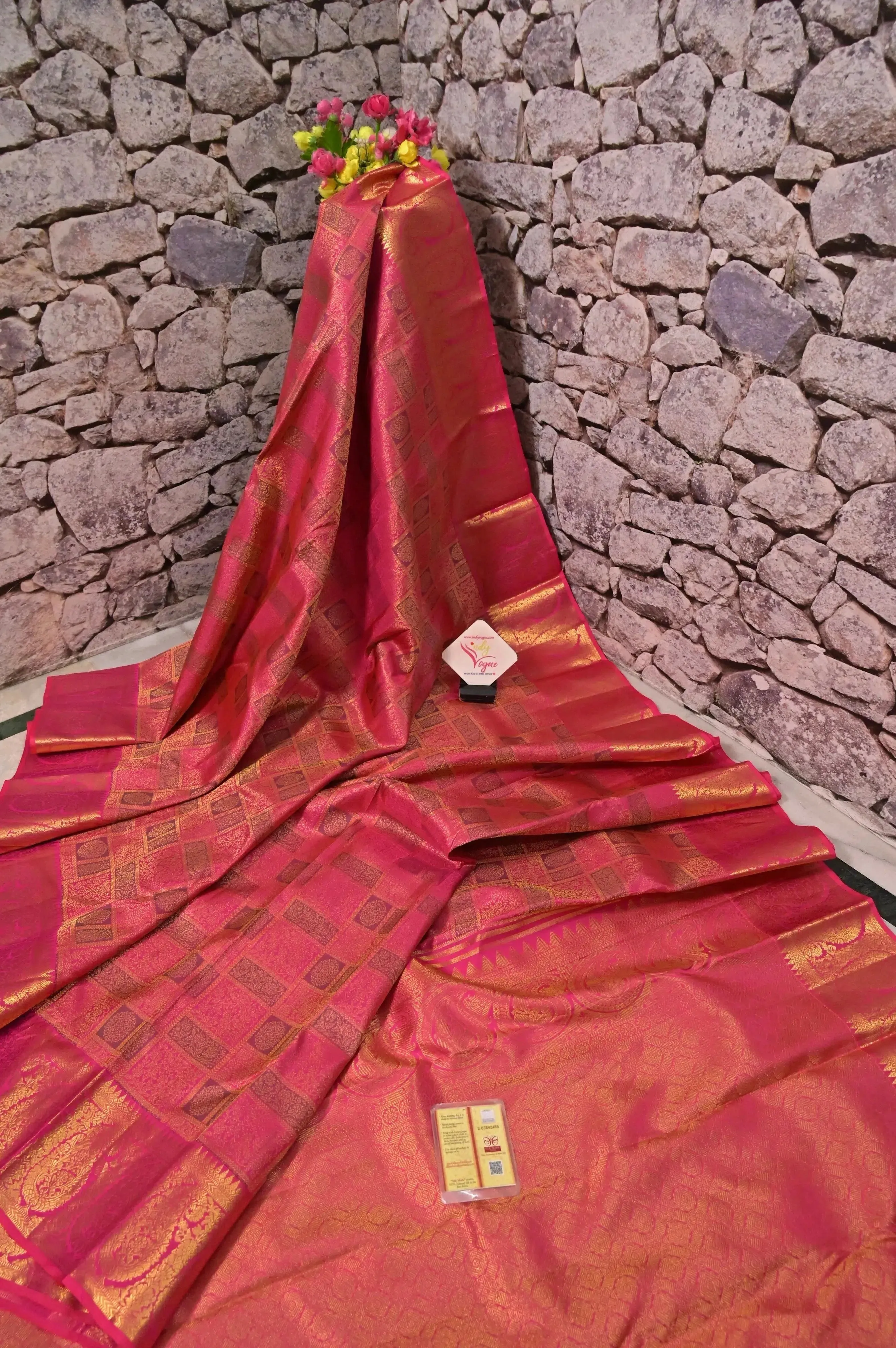 Exquisite Fuschia Magenta Brocade Kanjeevaram Saree