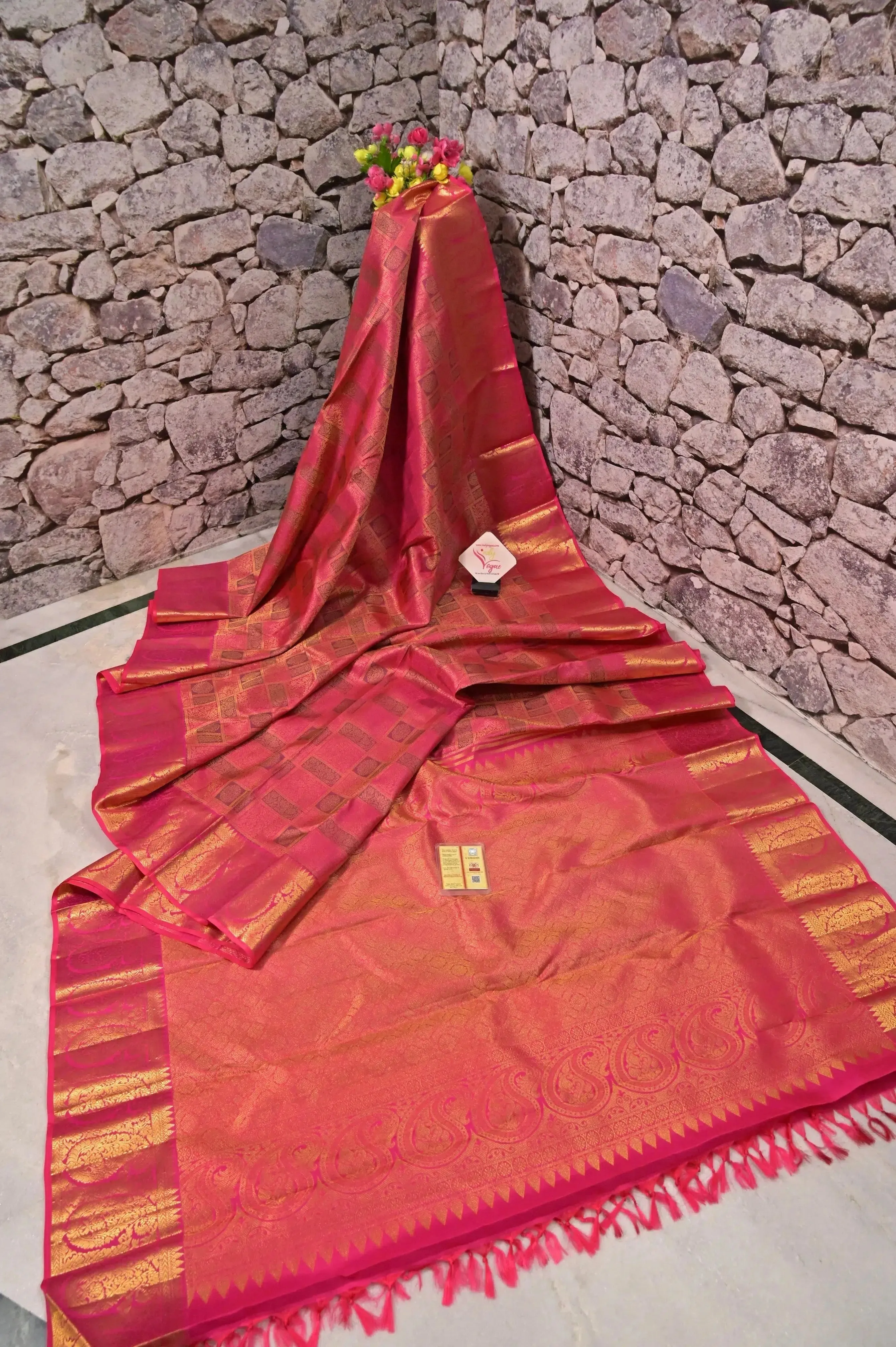 Exquisite Fuschia Magenta Brocade Kanjeevaram Saree