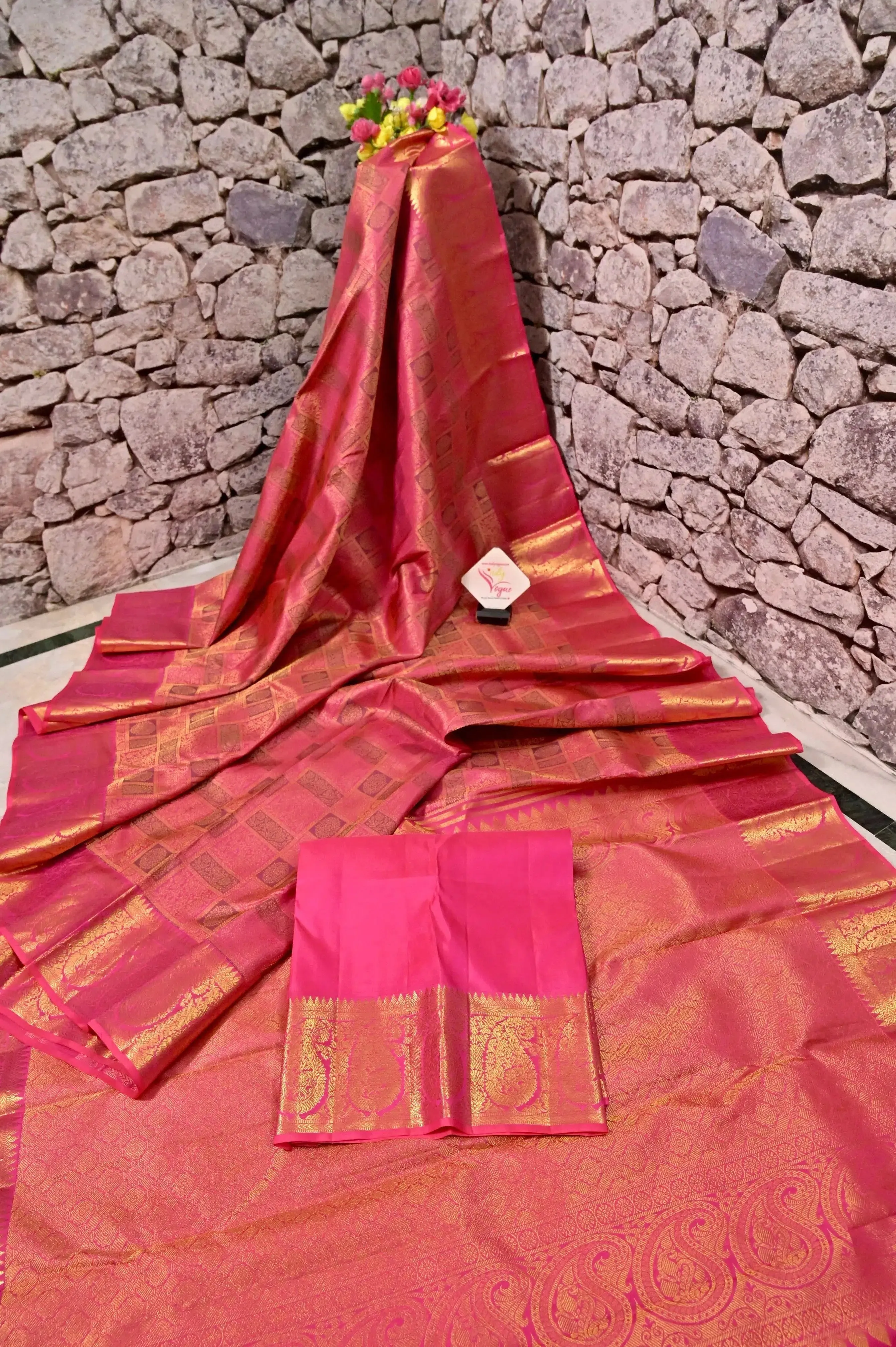 Exquisite Fuschia Magenta Brocade Kanjeevaram Saree