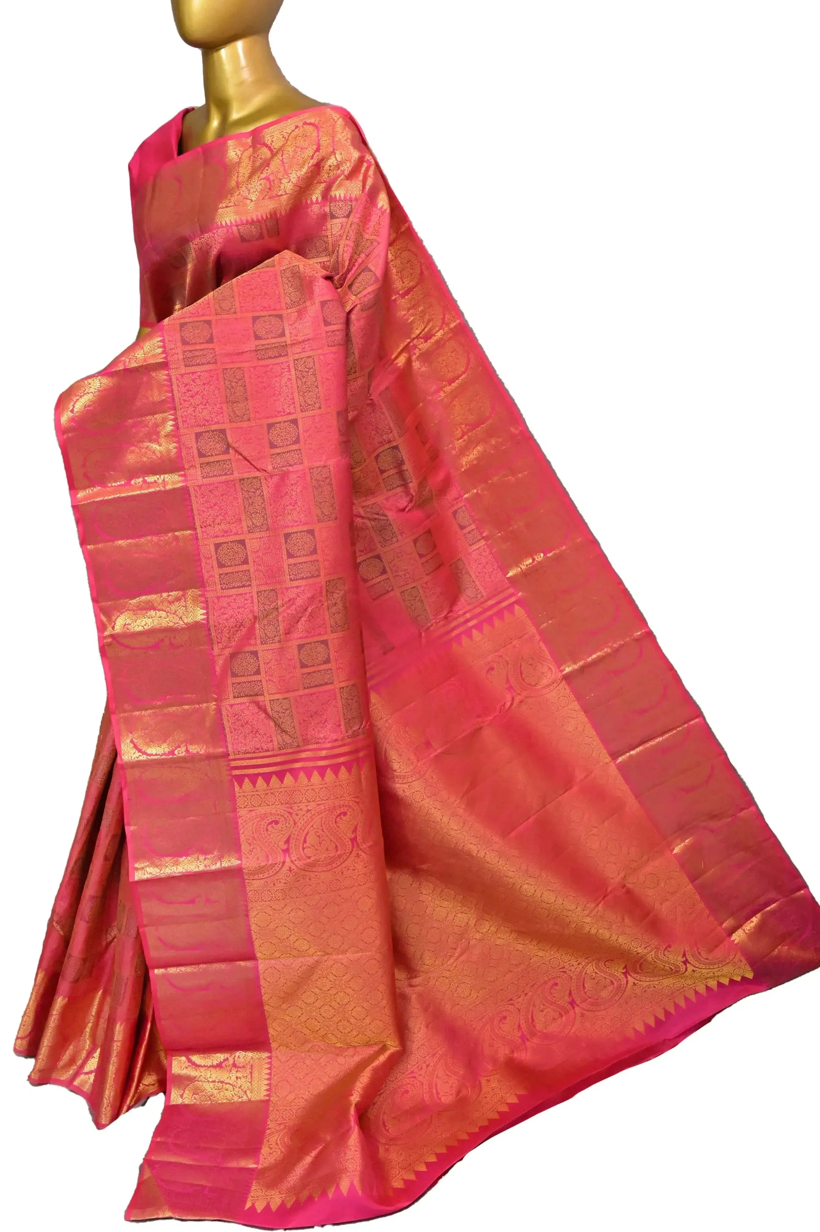 Exquisite Fuschia Magenta Brocade Kanjeevaram Saree