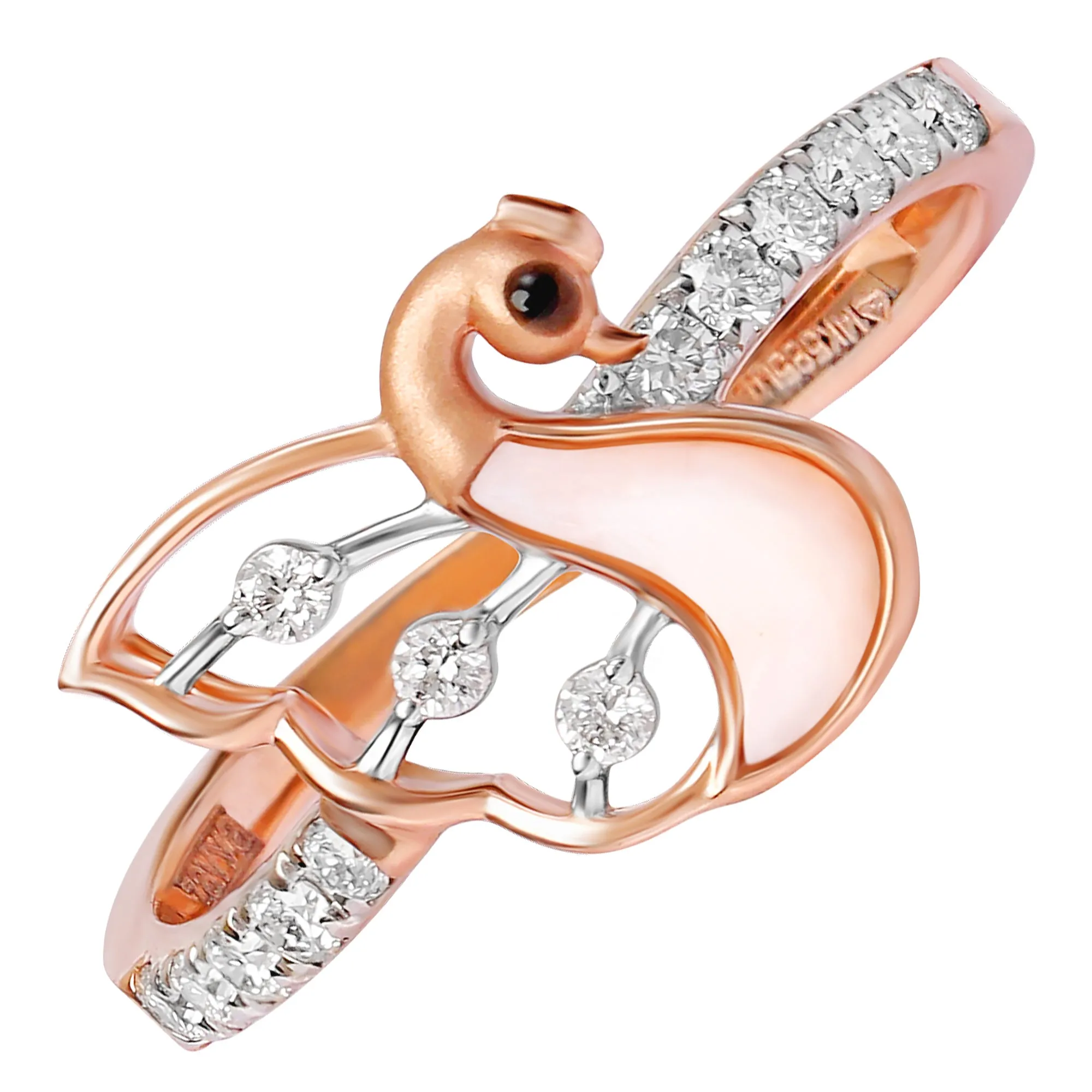 Exquisite Gold Peacock Ring with Lab-Grown Diamonds