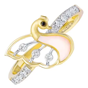 Exquisite Gold Peacock Ring with Lab-Grown Diamonds
