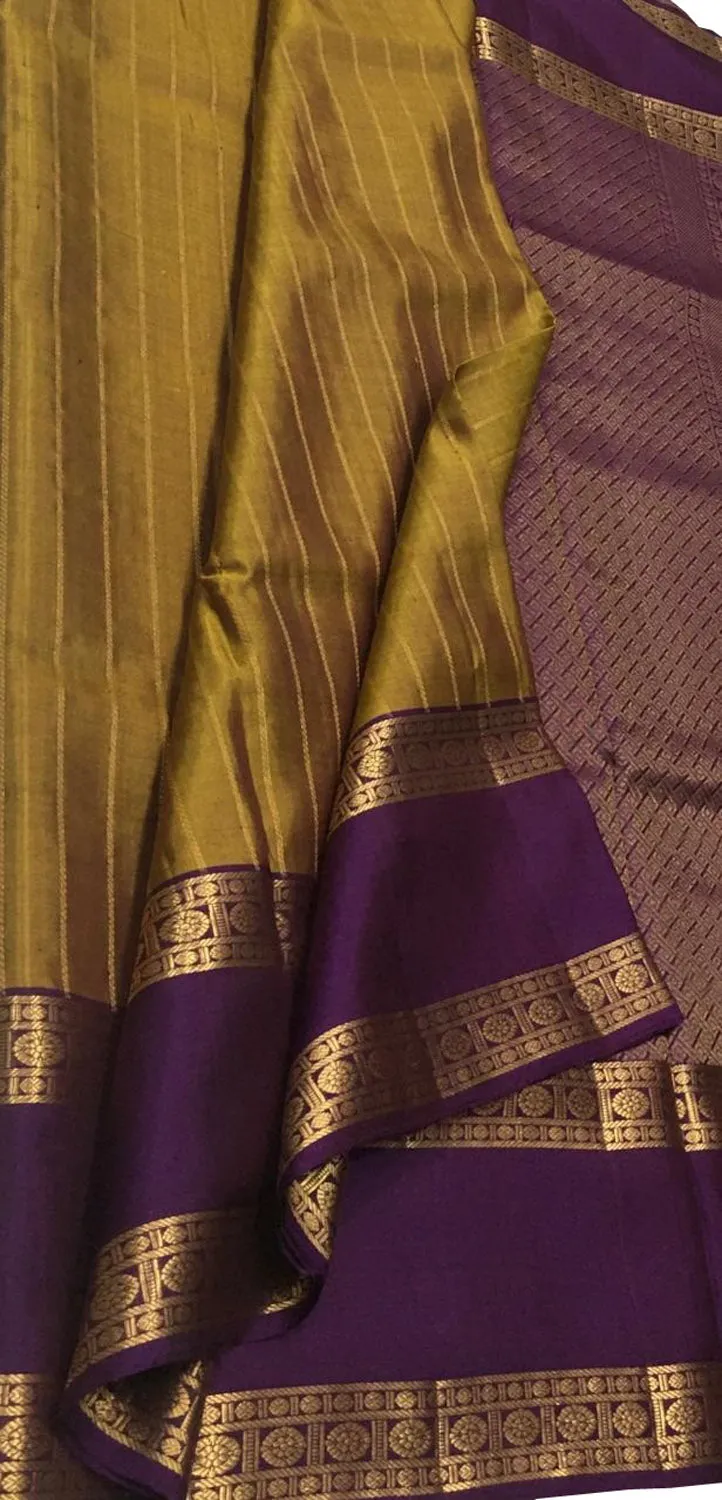 Exquisite Golden Kanjeevaram Silk Saree - Handloom Pure