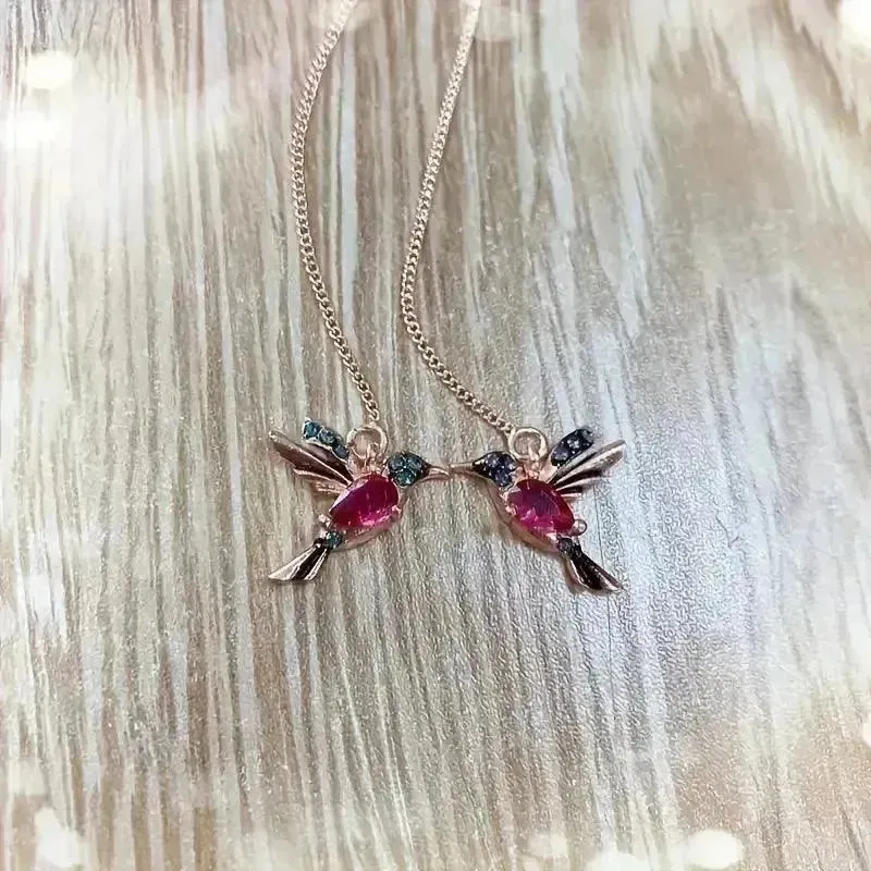 Exquisite Hummingbird Design Dangle Earrings