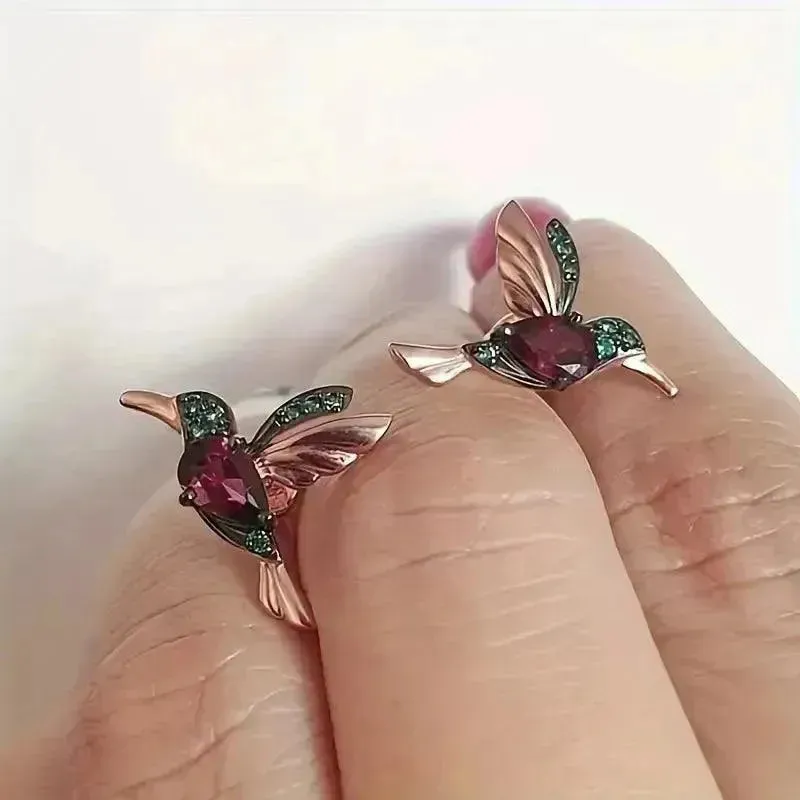 Exquisite Hummingbird Design Dangle Earrings