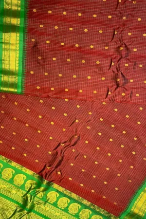 Exquisite Maroon Gadwal Silk Saree - Handloom Beauty
