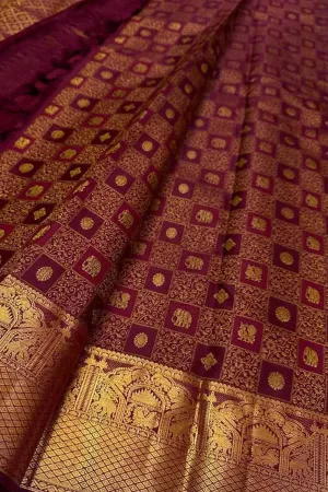 Exquisite Maroon Kanjeevaram Silk Saree - Handloom Perfection
