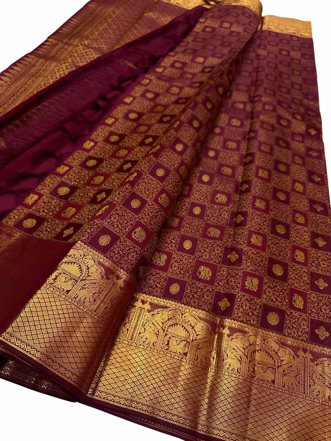 Exquisite Maroon Kanjeevaram Silk Saree - Handloom Perfection