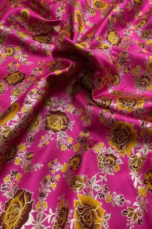 Exquisite Pink Banarasi Meenakari Silk Fabric ( 2.5 Mtrs )