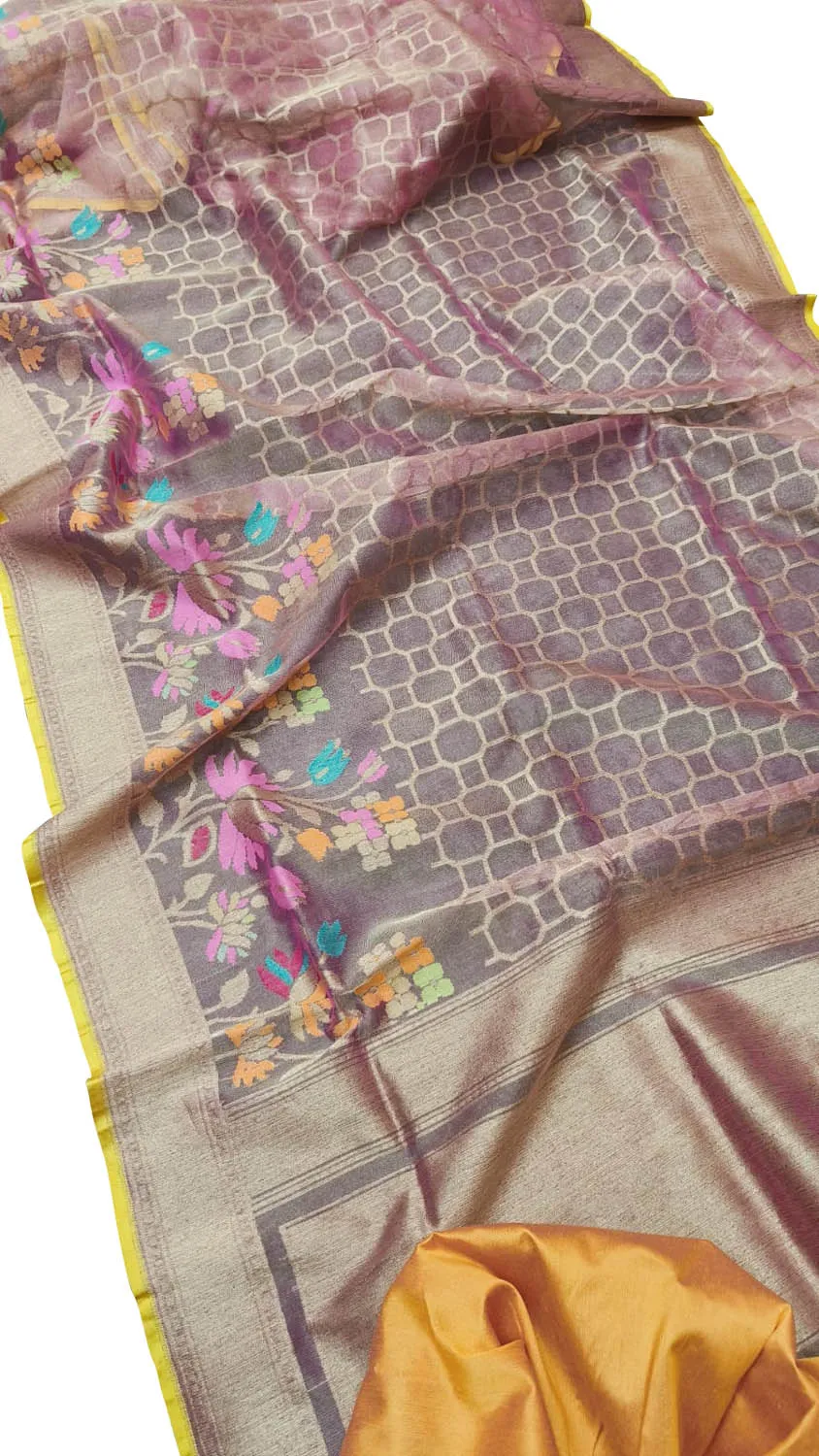 Exquisite Pink Banarasi Tissue Silk Saree