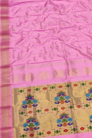 Exquisite Pink Paithani Handloom Silk Saree