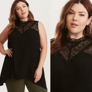 Exquisite Poly-Spandex Blend Lace Plus Size Top