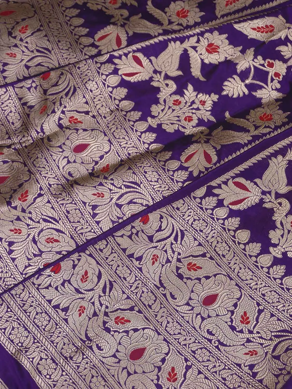 Exquisite Purple Banarasi Katan Silk Lehenga Set - Unstitched