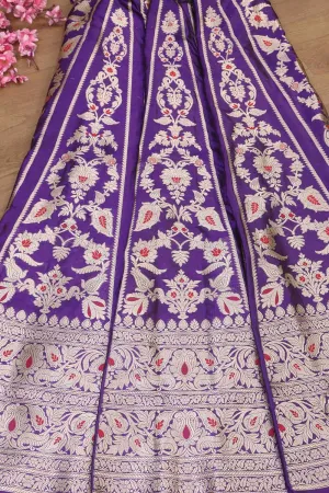 Exquisite Purple Banarasi Katan Silk Lehenga Set - Unstitched