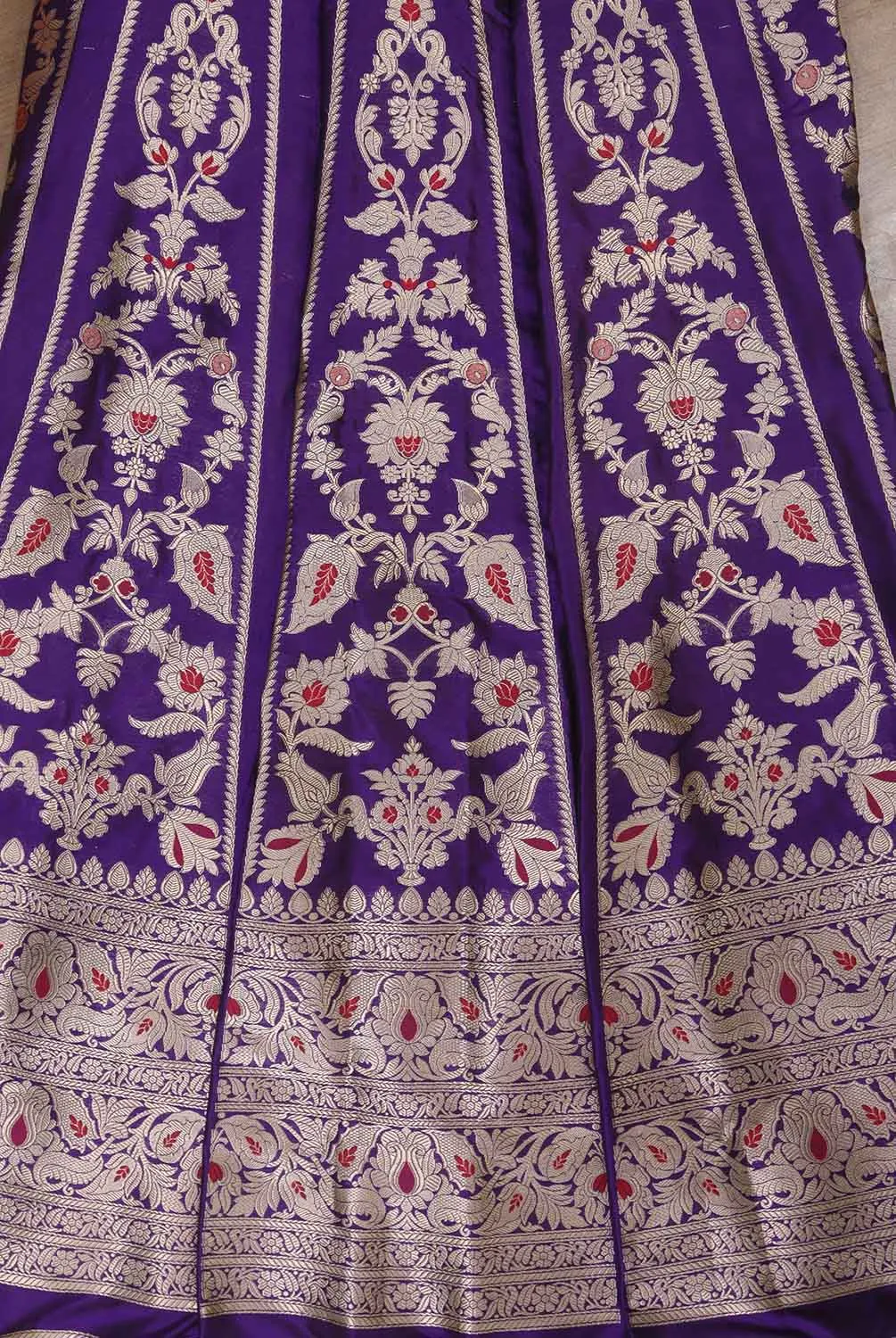 Exquisite Purple Banarasi Katan Silk Lehenga Set - Unstitched