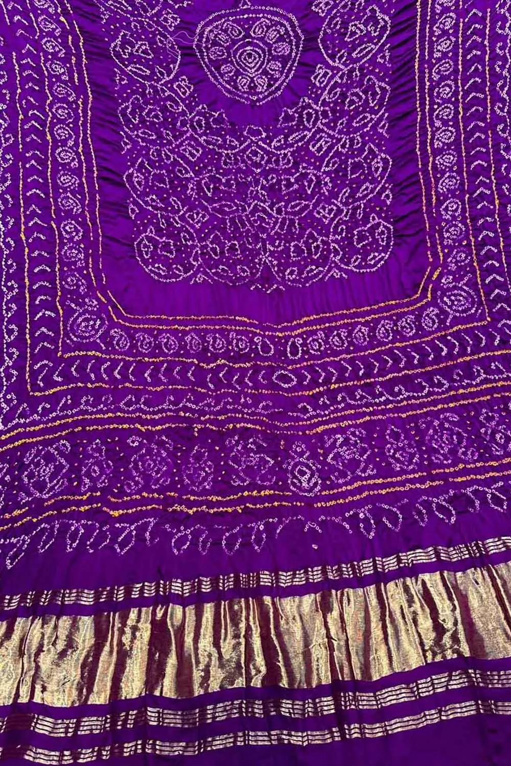 Exquisite Purple Bandhani Gajji Silk Dupatta