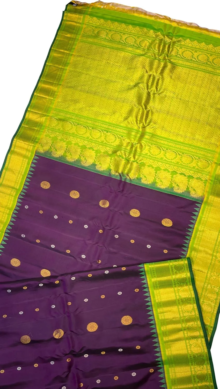 Exquisite Purple Gadwal Silk Saree - Handloom Beauty