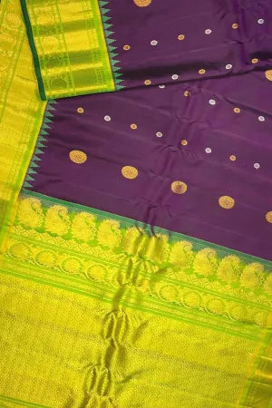 Exquisite Purple Gadwal Silk Saree - Handloom Beauty