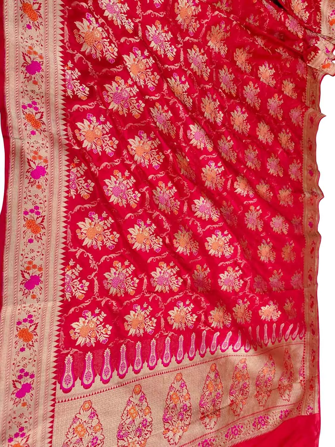 Exquisite Red Banarasi Handloom Katan Silk Saree