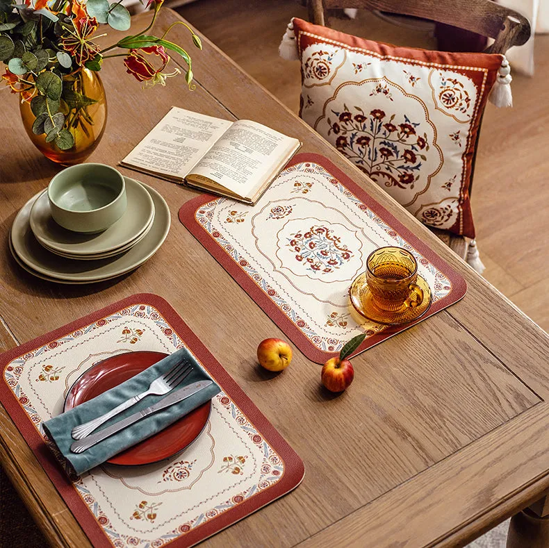 Exquisite Retro Red Placemat (Set Of 2)