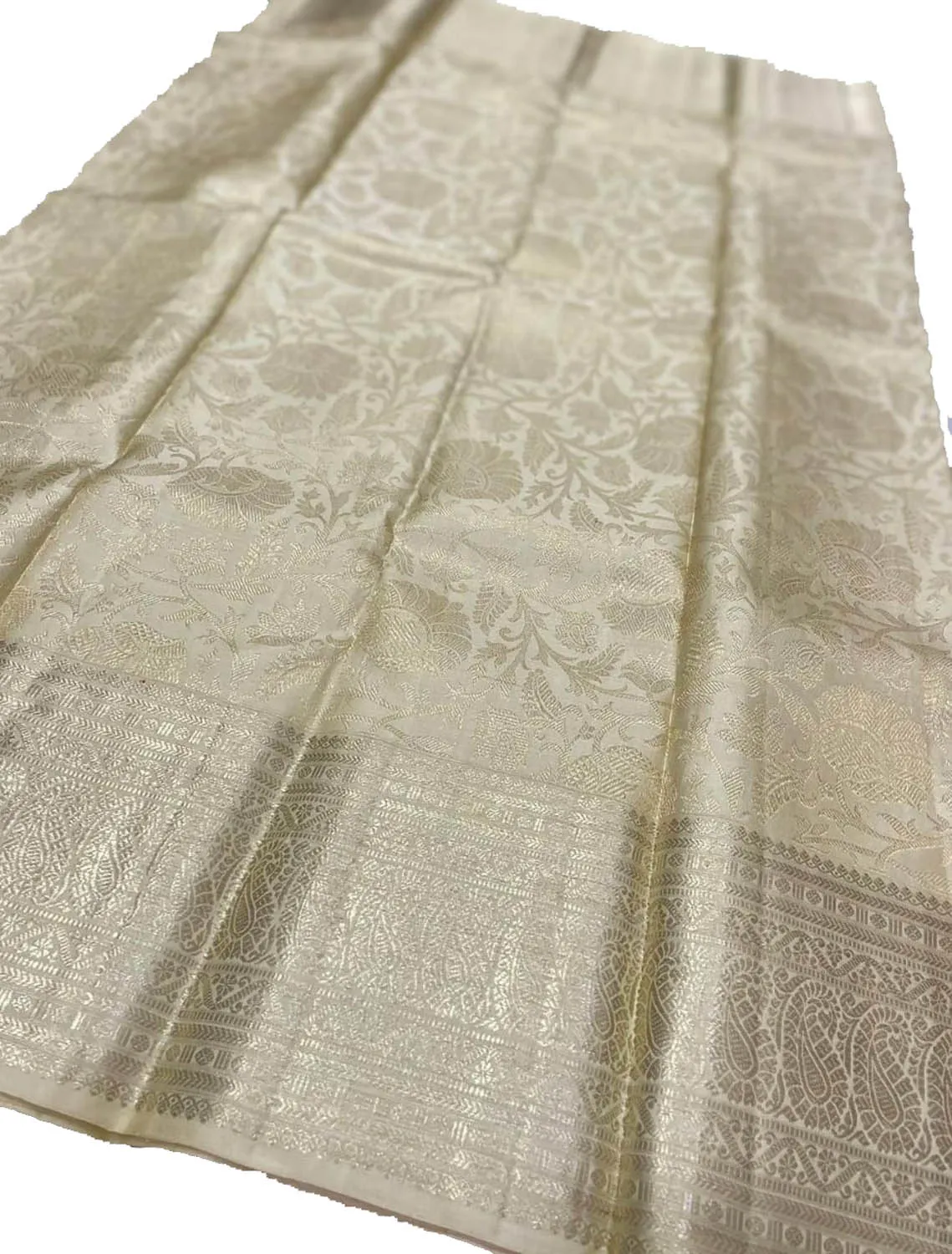 Exquisite Silver Handloom Kanjeevaram Pure Silk Saree