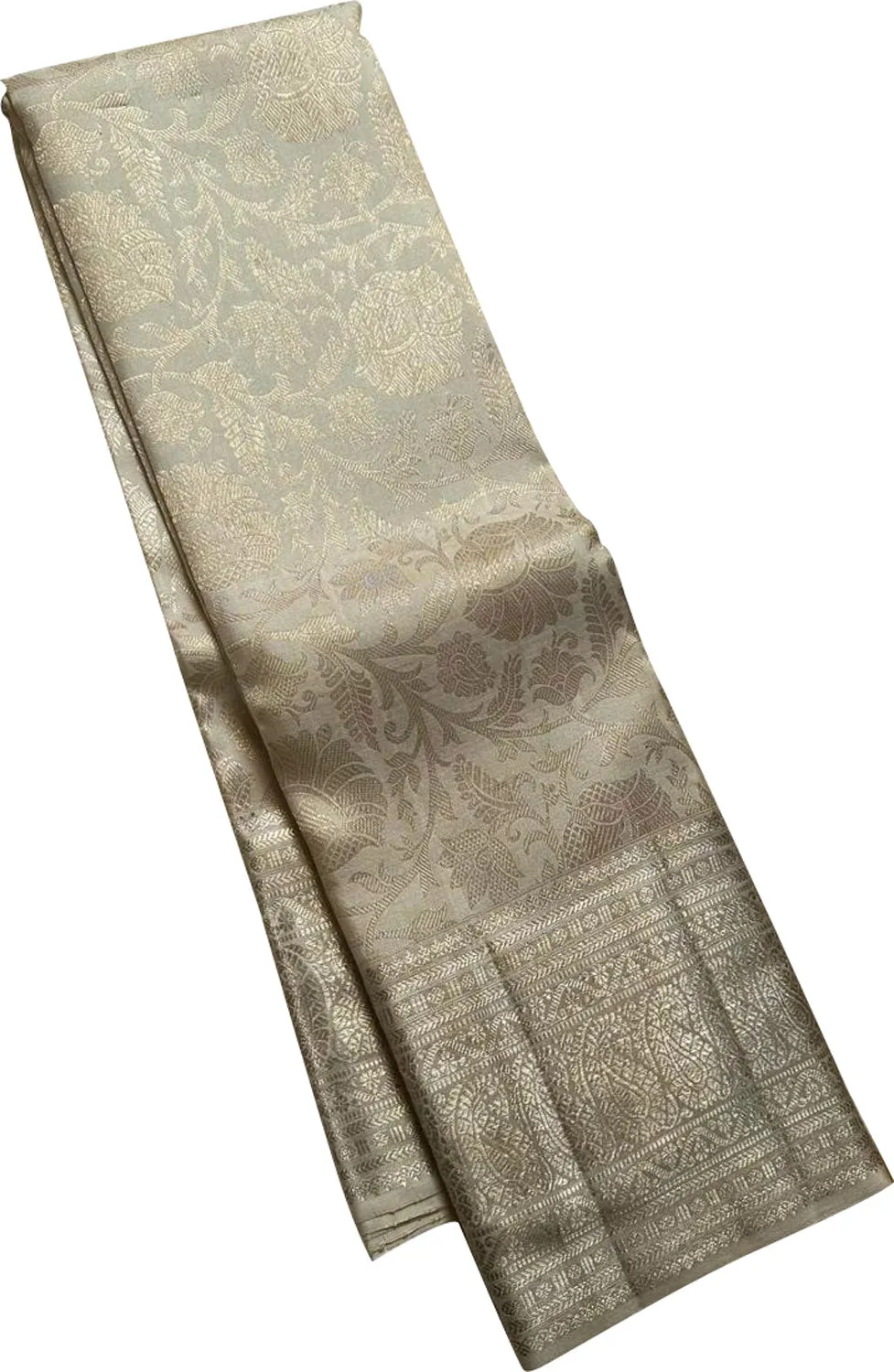 Exquisite Silver Handloom Kanjeevaram Pure Silk Saree