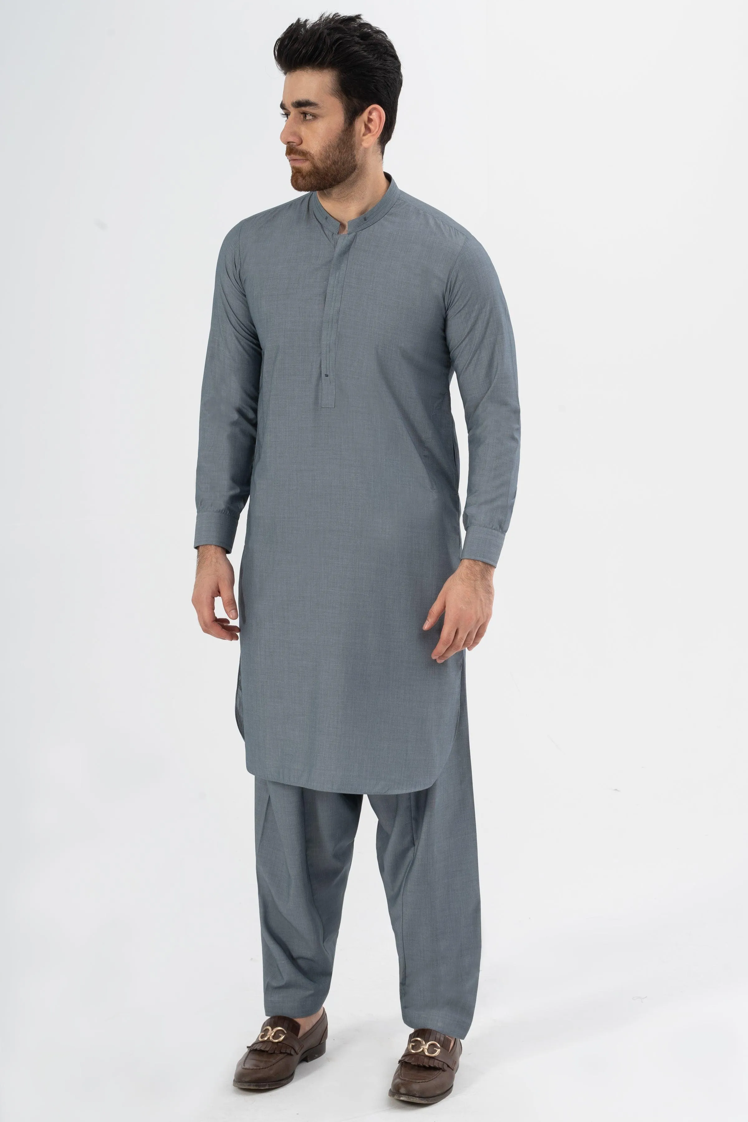 EXQUISITE TEXTURED SHALWAR KAMEEZ MID BLUE