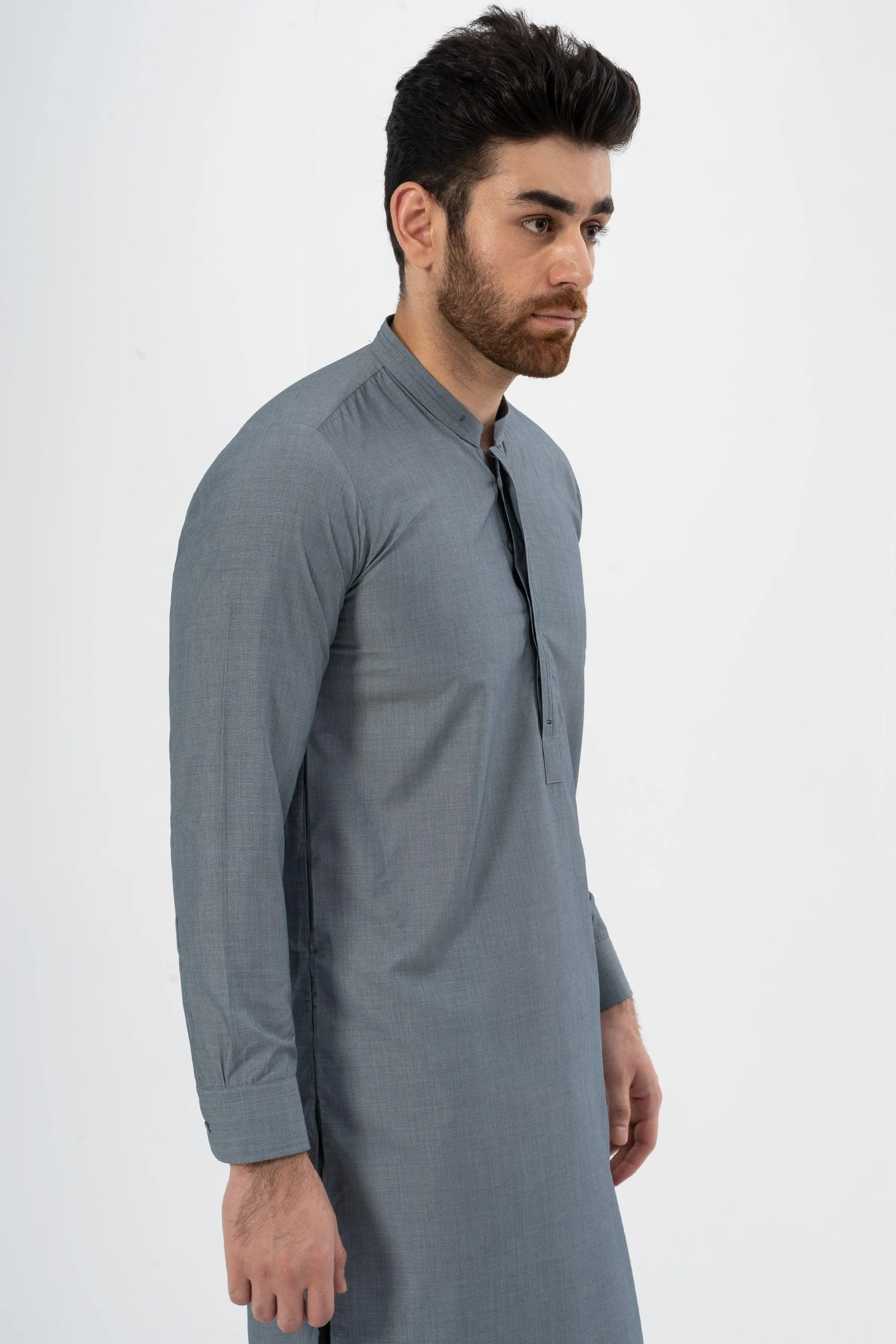 EXQUISITE TEXTURED SHALWAR KAMEEZ MID BLUE