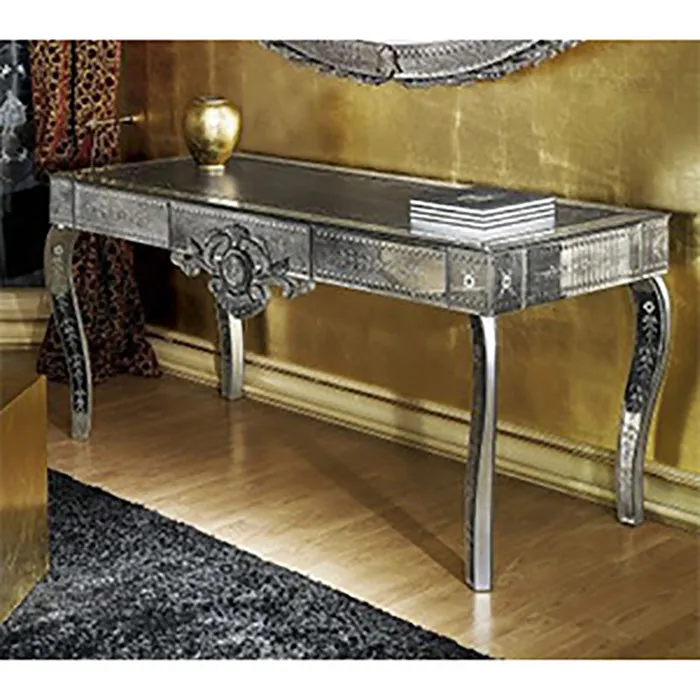 Exquisite Venetian Mirrored & Engraved Glass Console Table
