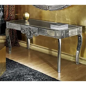 Exquisite Venetian Mirrored & Engraved Glass Console Table