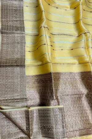 Exquisite Yellow Banarasi Handloom Silk Saree