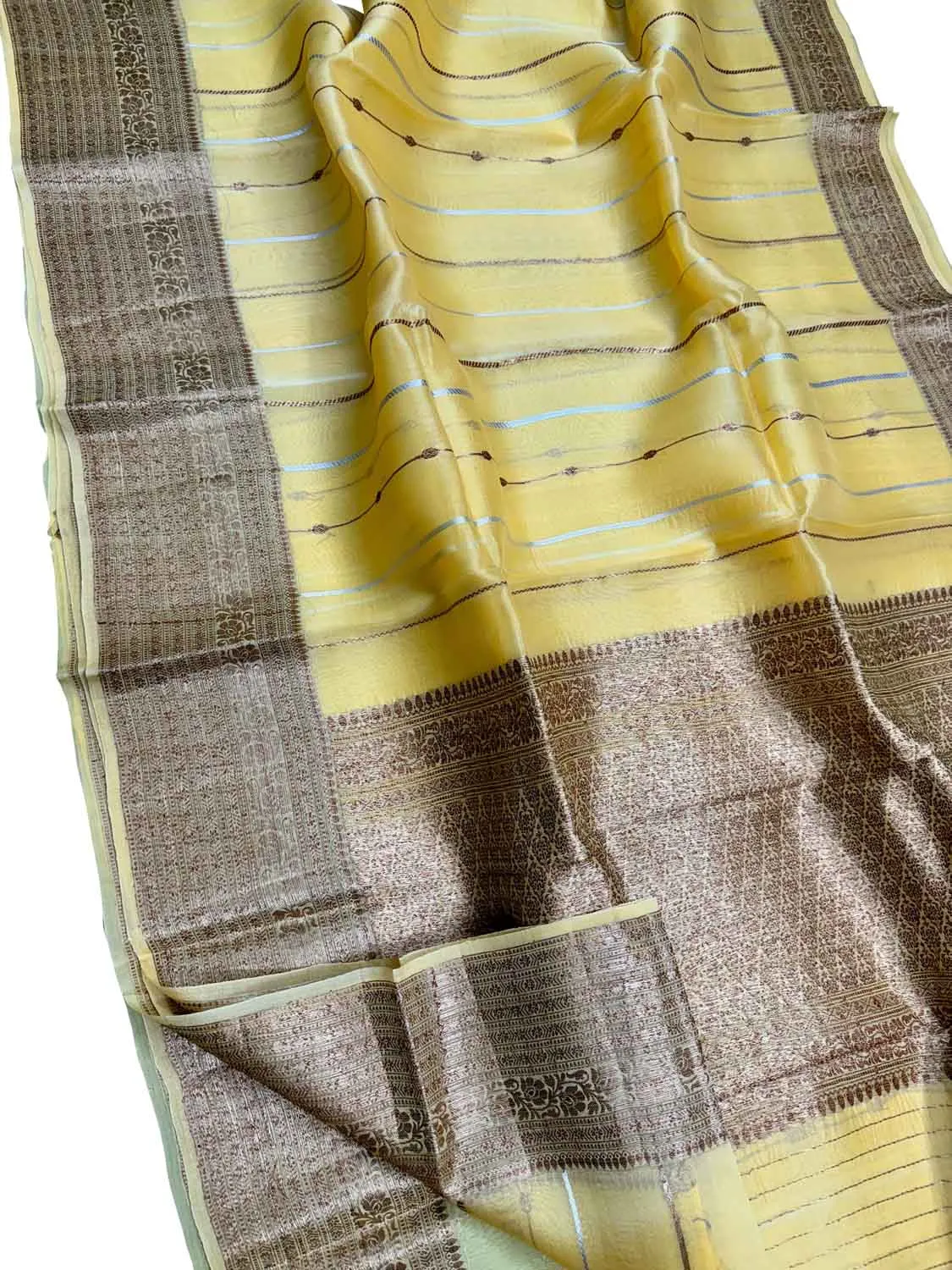 Exquisite Yellow Banarasi Handloom Silk Saree