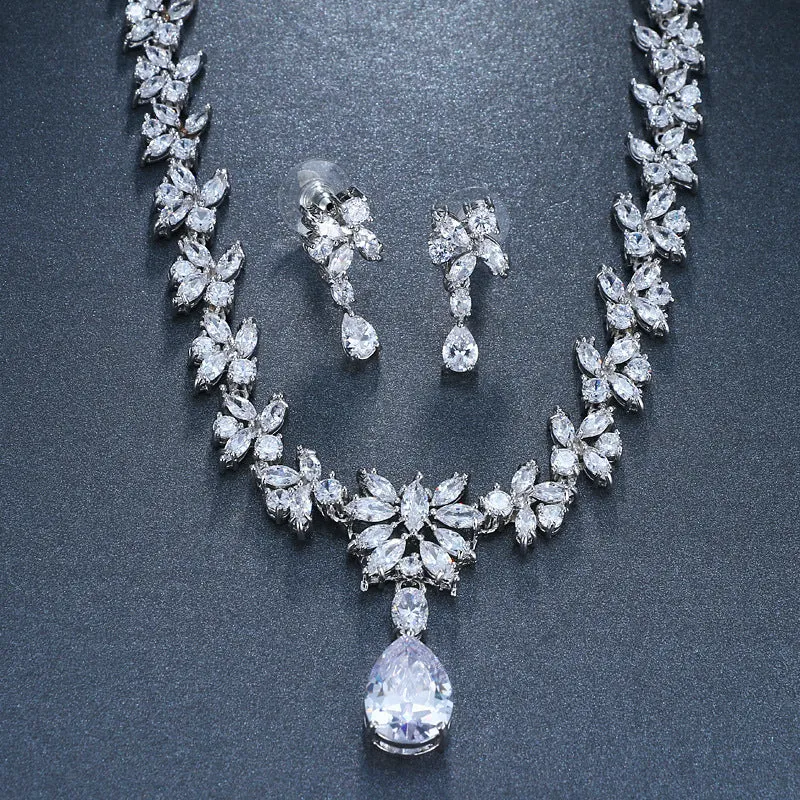 Exquisite Zircon Necklace Earring Set for Occasions