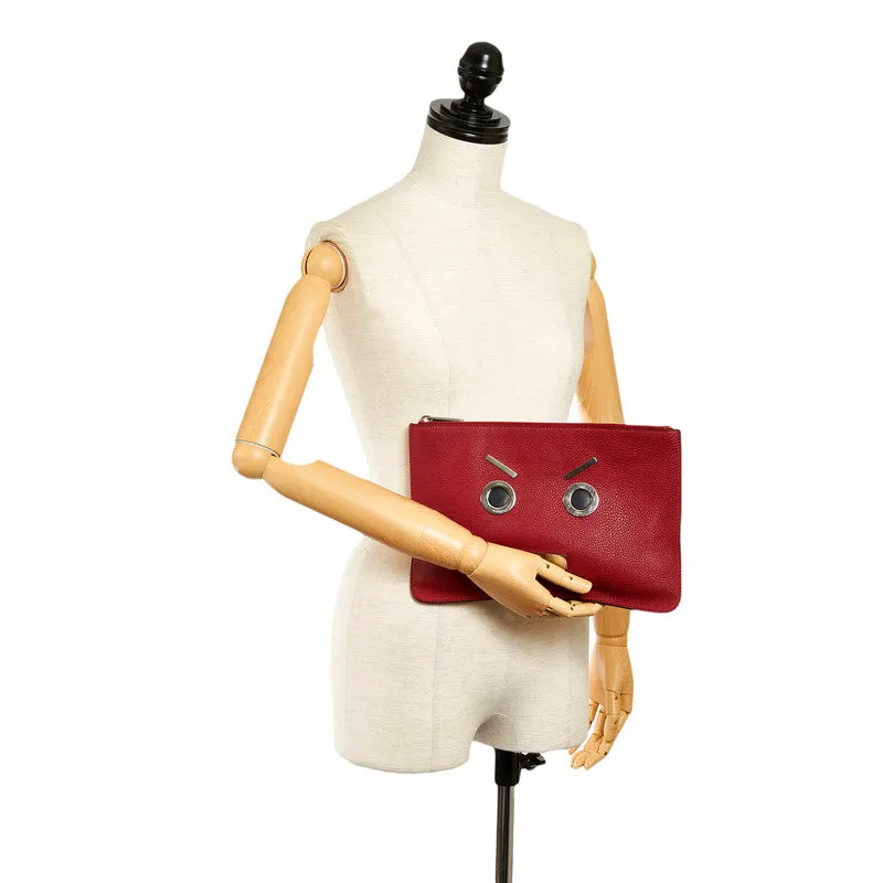 Fendi Leather Face Clutch Bag - '10s