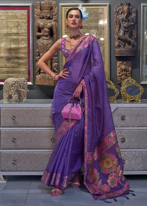 Festive Look Exquisite Purple Dual Tone Organza Silk Saree