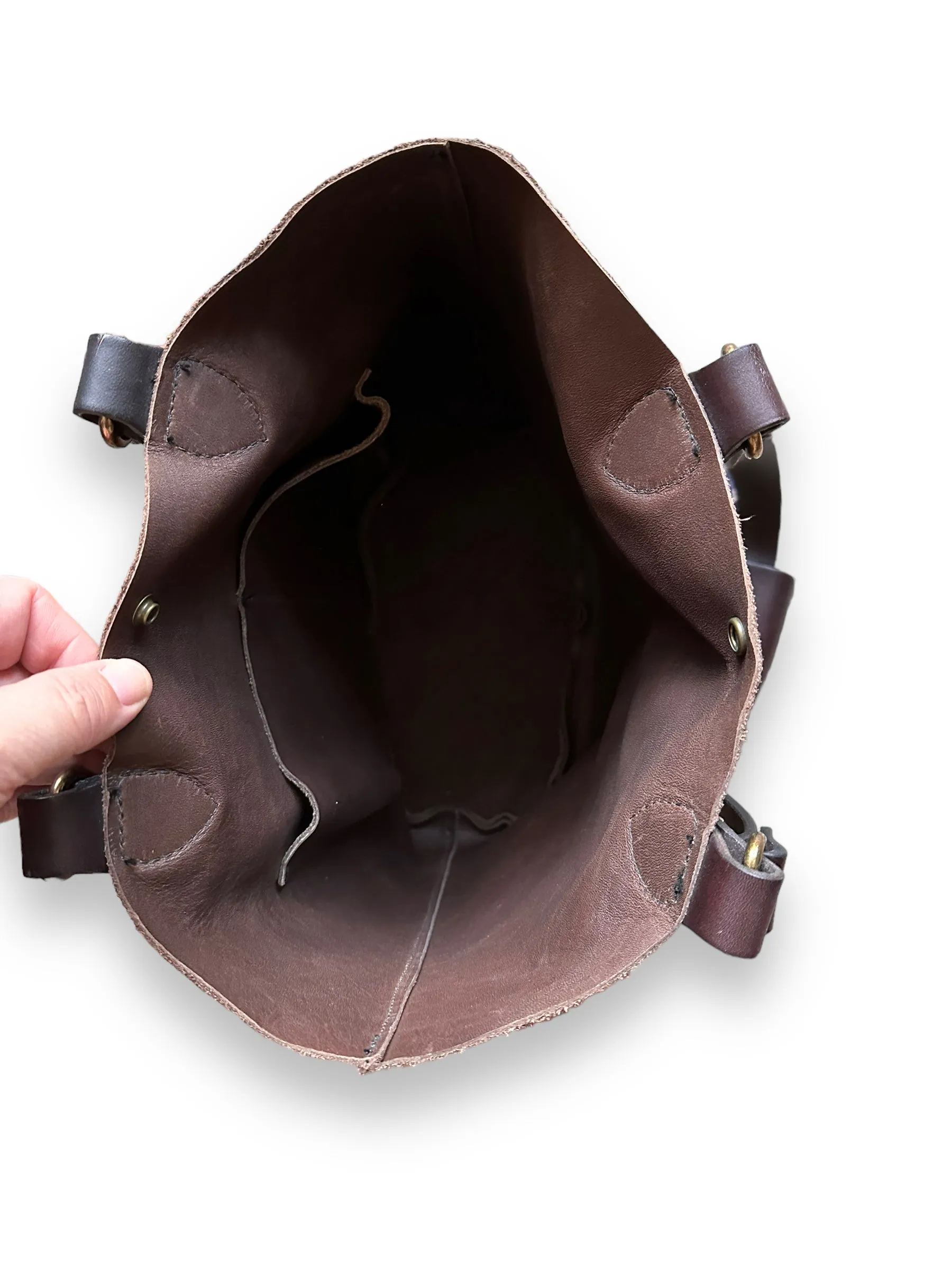 Filson Brown Roughout Leather Tote Bag SZ S |  Barn Owl Vintage Goods | Vintage Filson Workwear Seattle