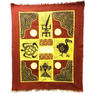Four Creatures Batik in Red/Maroon Tonga Textiles