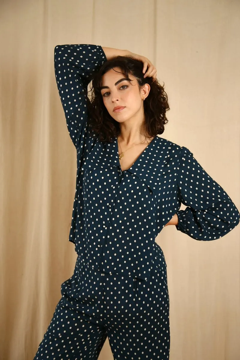 Frenchie pyjama set Navy Spot