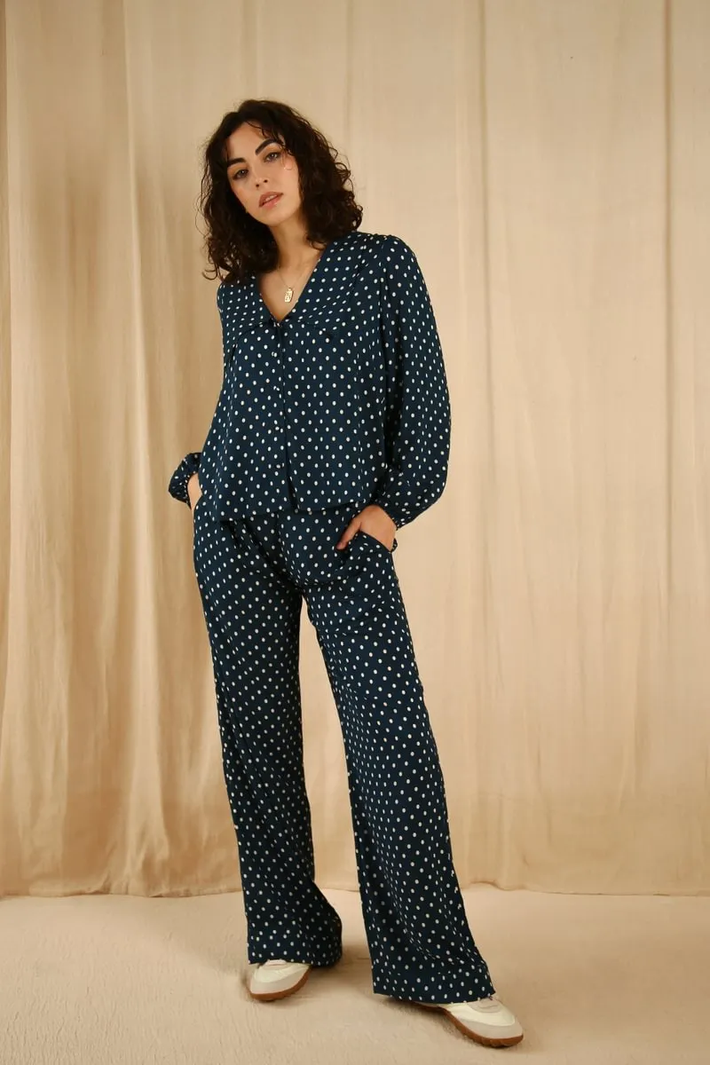 Frenchie pyjama set Navy Spot