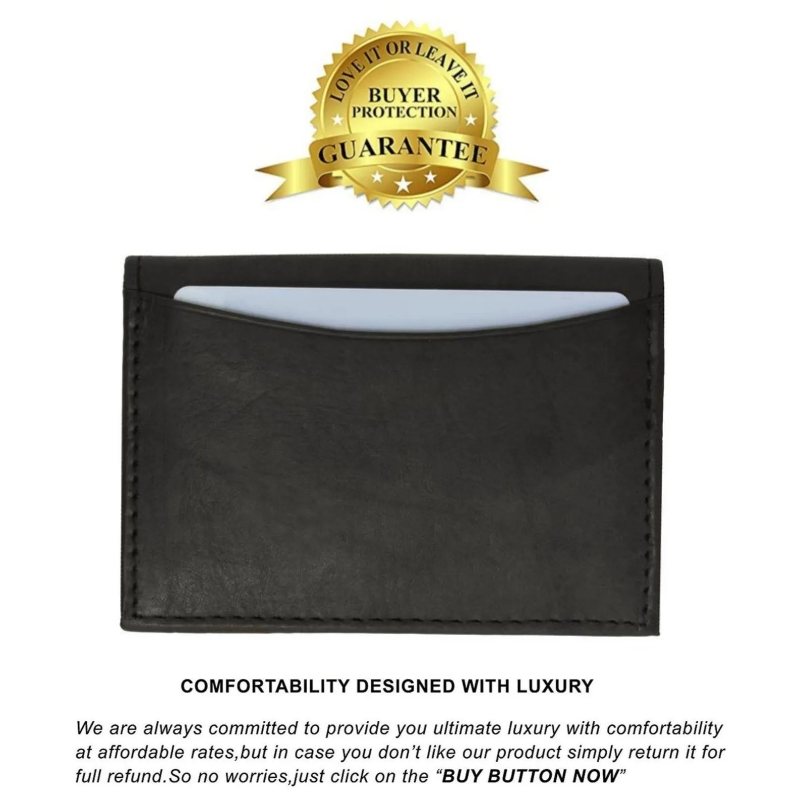Genuine Leather Expandable Credit Card ID Business Card Holder Wallet new black