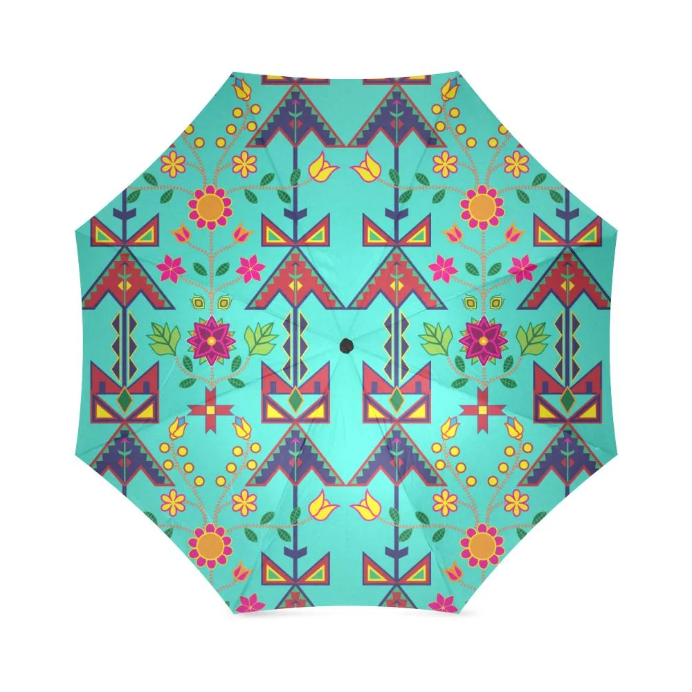 Geometric Floral Spring-Sky Foldable Umbrella