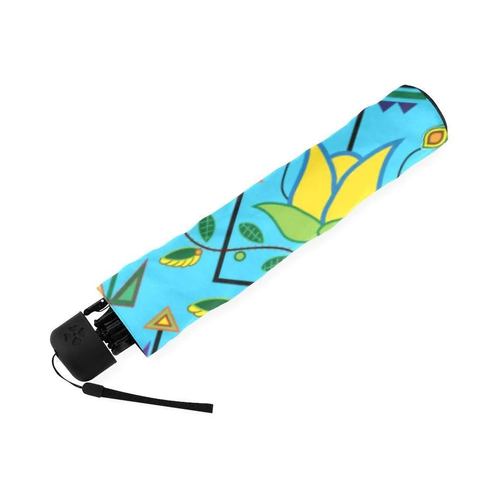 Geometric Floral Summer-Sky Blue Foldable Umbrella