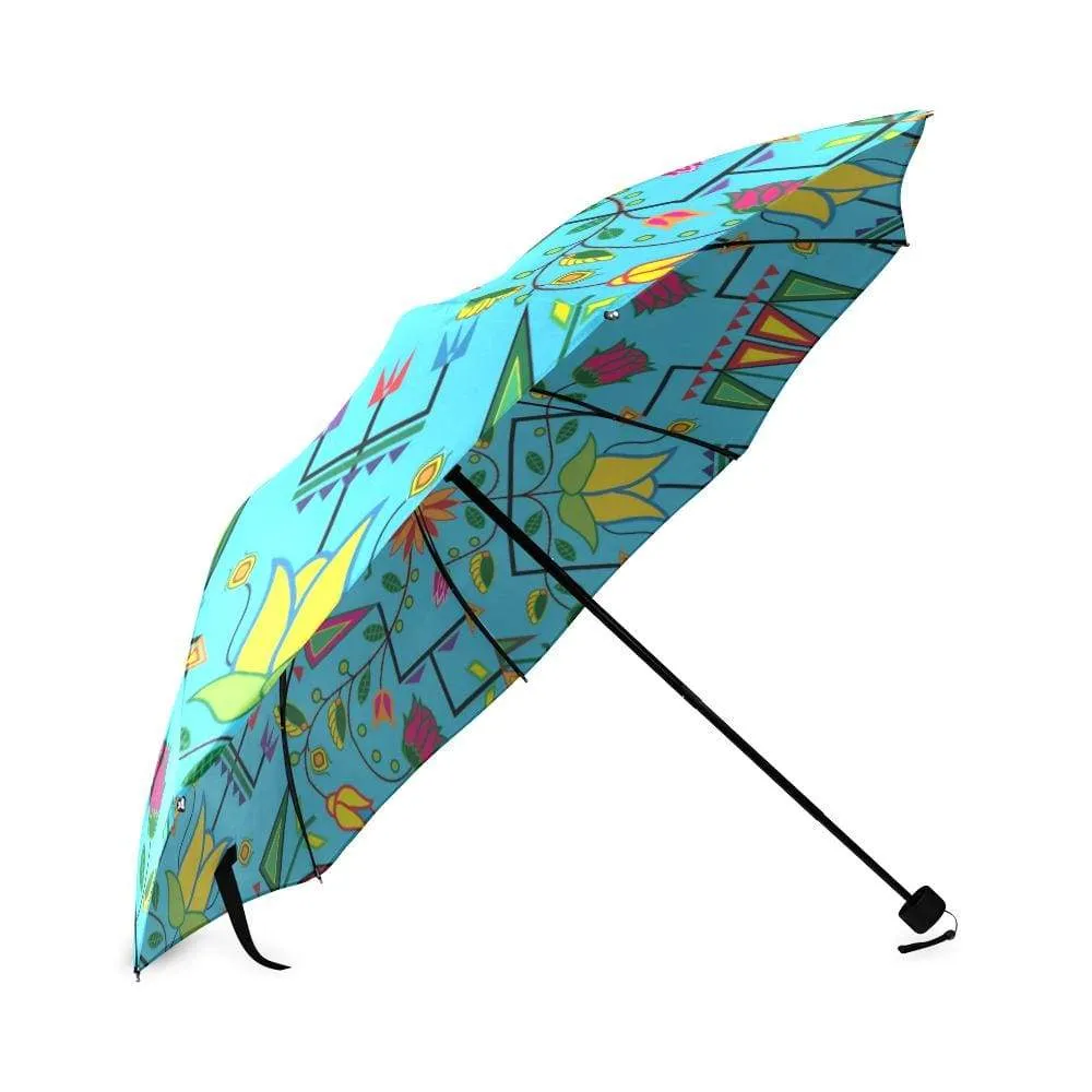 Geometric Floral Summer-Sky Blue Foldable Umbrella
