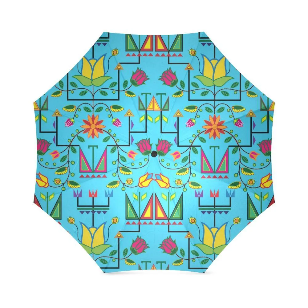 Geometric Floral Summer-Sky Blue Foldable Umbrella