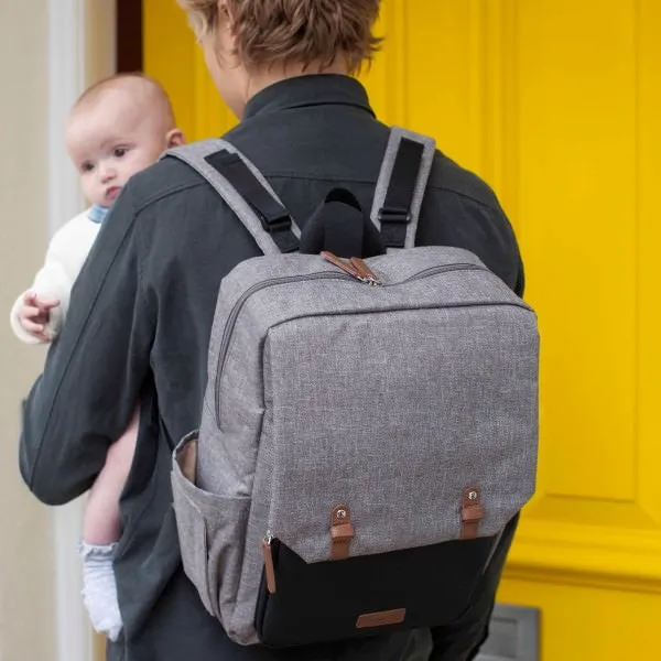 George Backpack Nappy Bag - Black/Grey