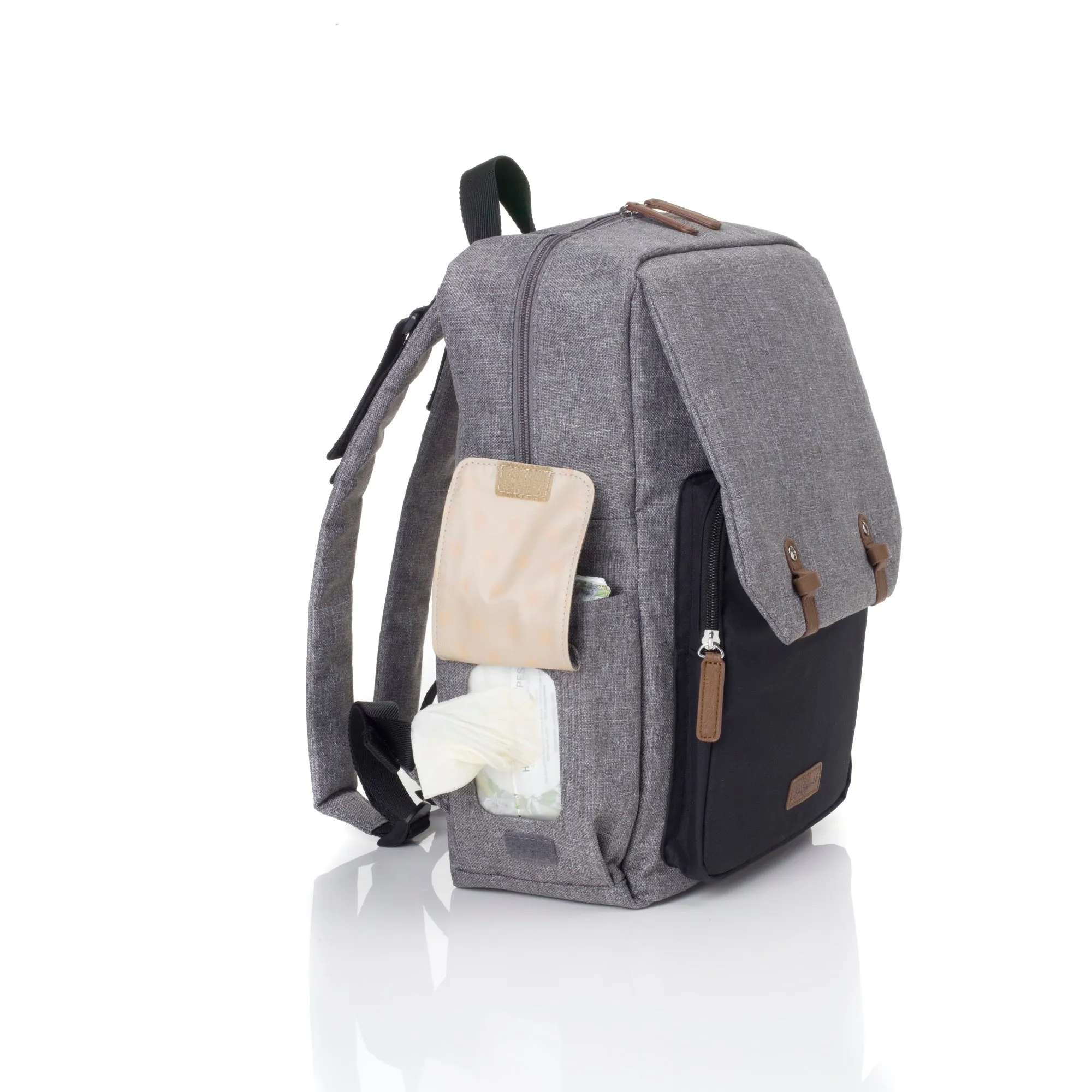 George Backpack Nappy Bag - Black/Grey