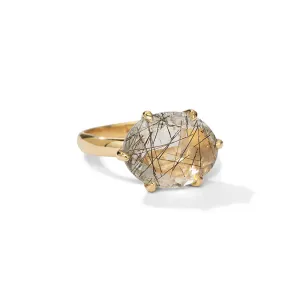 Gigi Ring, Tourmalinated Quartz, 9kt Yellow Gold
