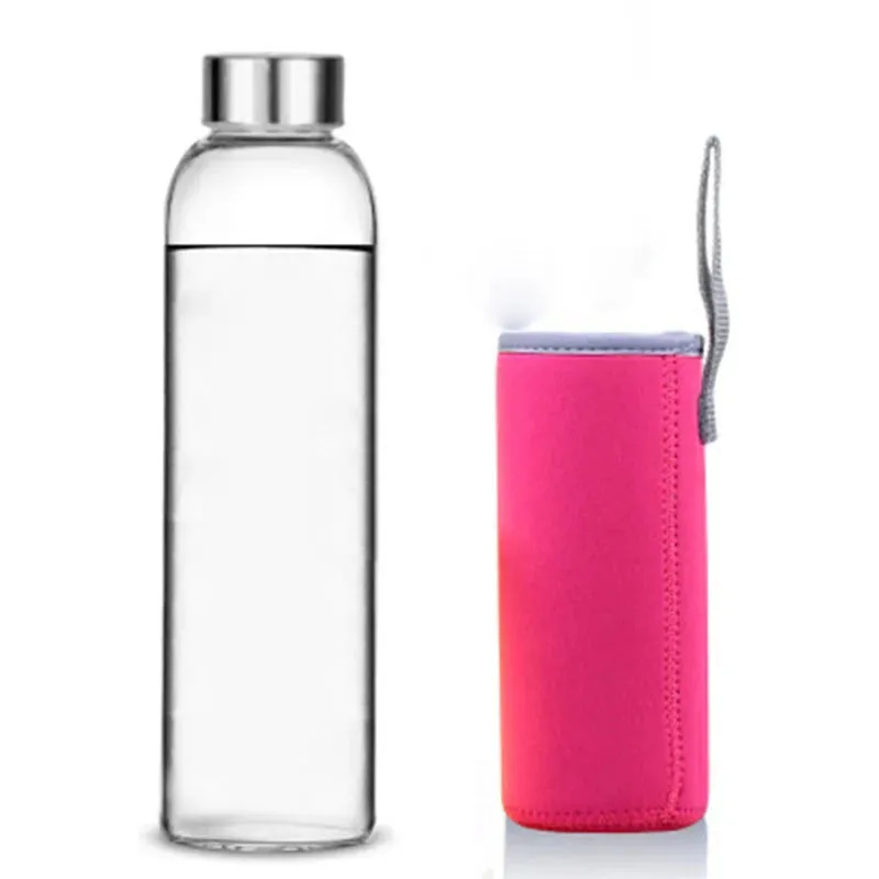 Glass Water Bottle with Stainless Steel Lid