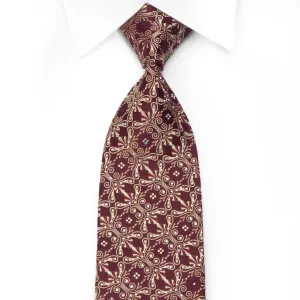 Golden Cartouche On Burgundy Crystal Tie Sparkling With Rhinestones