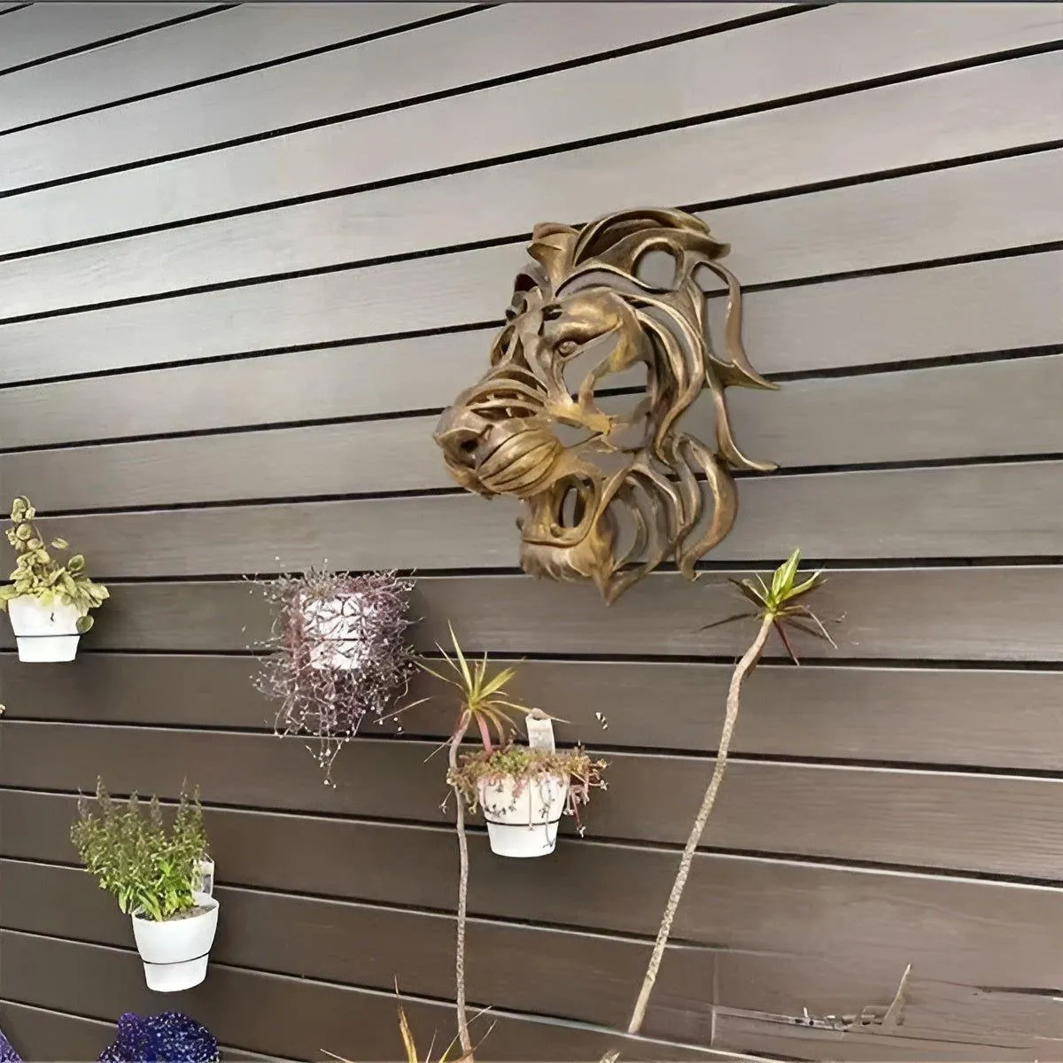 Golden Roar - Exquisite Vergoldete Harz Löwenkopf Wandmontage Skulptur